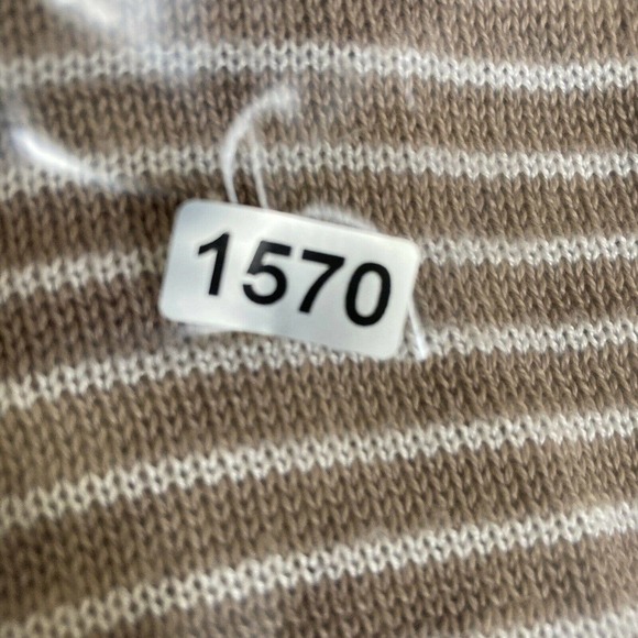 Jaeger Vintage Striped Ivory cream button up cardigan sweater Size Medium - Picture 11 of 11